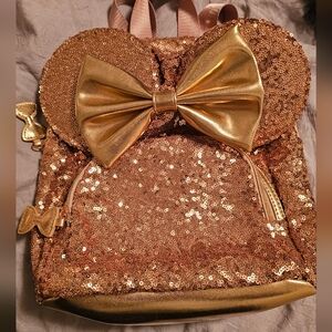Rose Gold sequined mini Minnie backpack